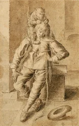 A Cavalier with a Monkey